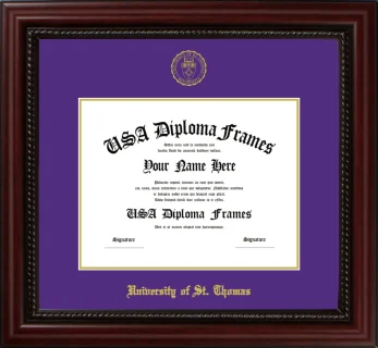 University of St. Thomas Diploma Frame – Cherry Rope – Purple/Gold Mat