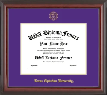 Texas Christian University Diploma Frame – Cherry Glossy – Purple/Gold Mat