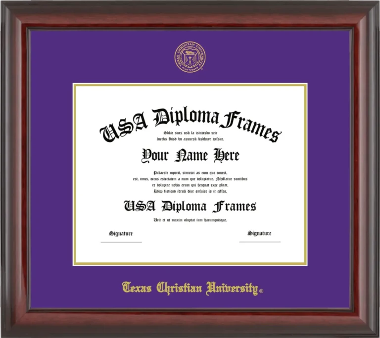 Texas Christian University Diploma Frame – Cherry Glossy – Purple/Gold Mat