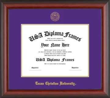 Texas Christian University Diploma Frame – Cherry Matte – Purple/Gold Mat