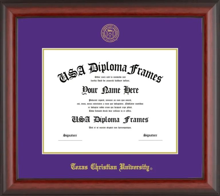Texas Christian University Diploma Frame – Cherry Matte – Purple/Gold Mat