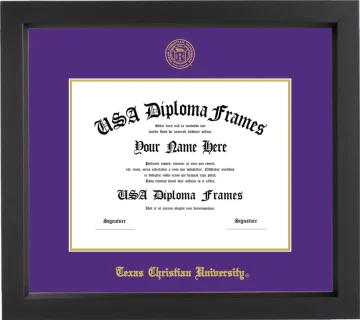 Texas Christian University Diploma Frame – Black Matte – Purple/Gold Mat