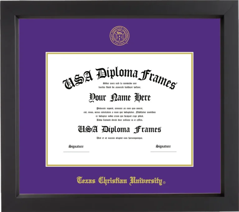 Texas Christian University Diploma Frame – Black Matte – Purple/Gold Mat