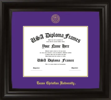 Texas Christian University Diploma Frame – Exec Black – Purple/Gold Mat