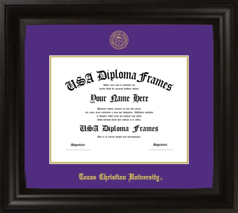 Texas Christian University Diploma Frame – Exec Black – Purple/Gold Mat