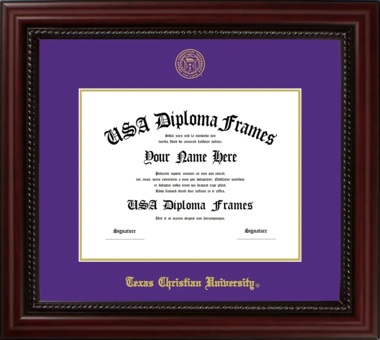 Texas Christian University Diploma Frame – Cherry Rope – Purple/Gold Mat