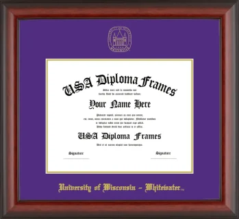 University of Wisconsin – Whitewater Diploma Frame – Cherry Matte – Purple/Gold Mat