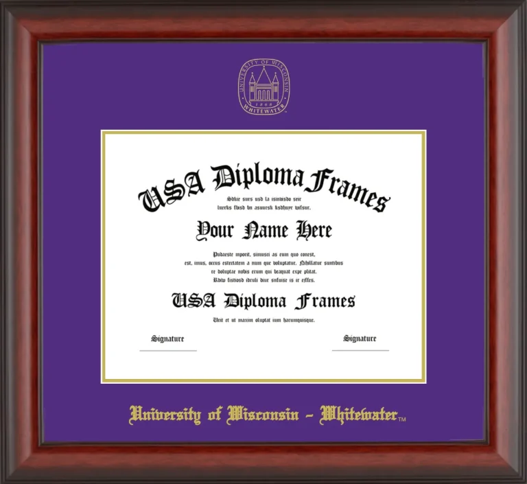University of Wisconsin – Whitewater Diploma Frame – Cherry Matte – Purple/Gold Mat