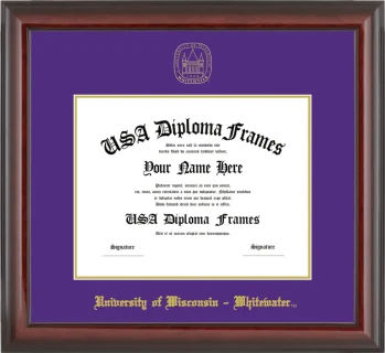 University of Wisconsin – Whitewater Diploma Frame – Cherry Glossy – Purple/Gold Mat