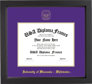 University of Wisconsin – Whitewater Diploma Frame – Black Matte – Purple/Gold Mat