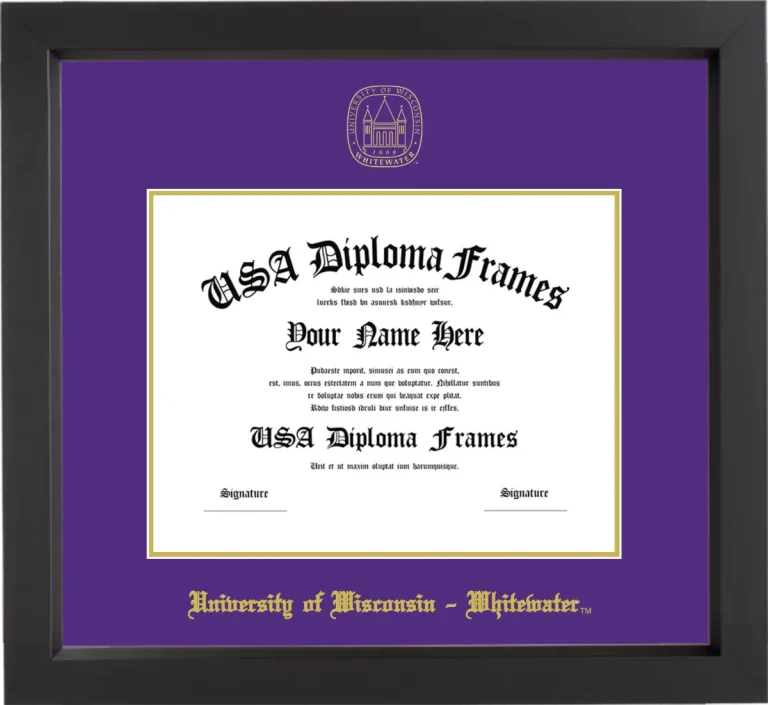 University of Wisconsin – Whitewater Diploma Frame – Black Matte – Purple/Gold Mat