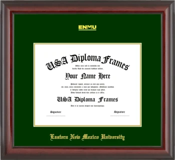 Eastern New Mexico University Diploma Frame – Cherry Glossy – Winter Green/Gold Mat