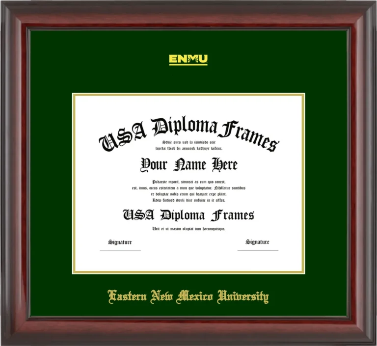Eastern New Mexico University Diploma Frame – Cherry Glossy – Winter Green/Gold Mat