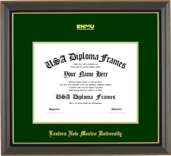 Eastern New Mexico University Diploma Frame – Black Gold Trim – Winter Green/Gold Mat