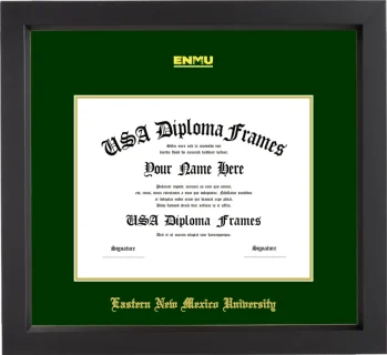 Eastern New Mexico University Diploma Frame – Black Matte – Winter Green/Gold Mat