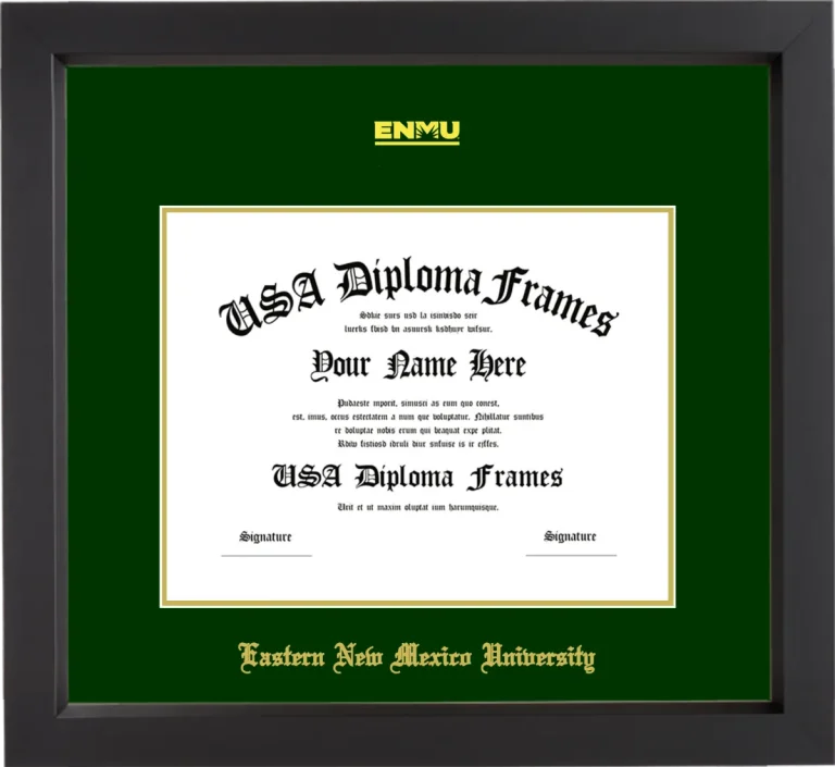 Eastern New Mexico University Diploma Frame – Black Matte – Winter Green/Gold Mat