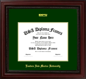Eastern New Mexico University Diploma Frame – Cherry Rope – Winter Green/Gold Mat
