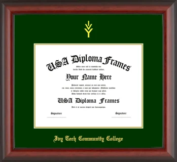 Ivy Tech Community College Diploma Frame – Cherry Matte – Winter Green Mat