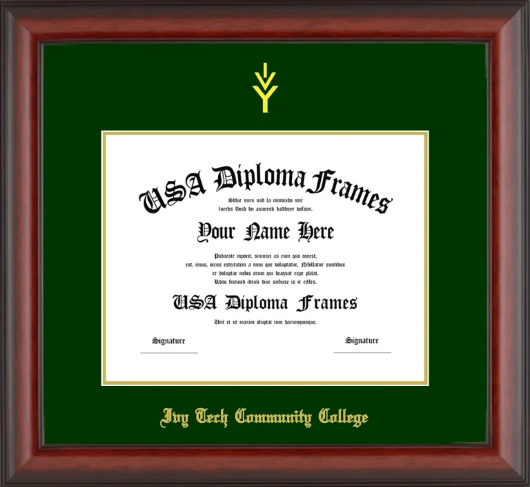 Ivy Tech Community College Diploma Frame – Cherry Matte – Winter Green Mat