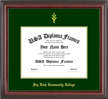 Ivy Tech Community College Diploma Frame – Cherry Glossy – Winter Green Mat