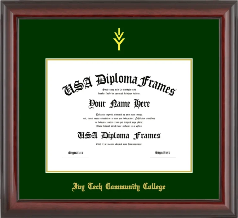 Ivy Tech Community College Diploma Frame – Cherry Glossy – Winter Green Mat