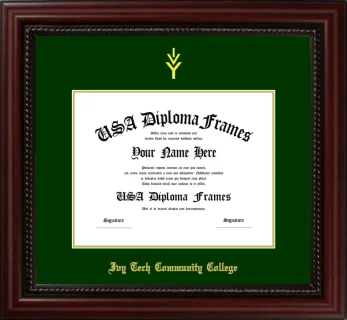 Ivy Tech Community College Diploma Frame – Cherry Rope – Winter Green/Gold Mat