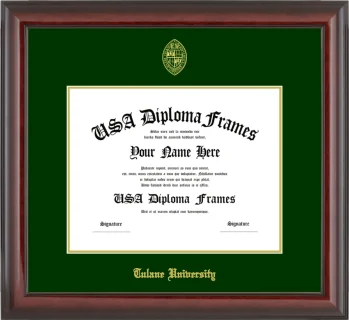 Tulane University Bachelors Frame – Cherry Glossy – Winter Green Mat