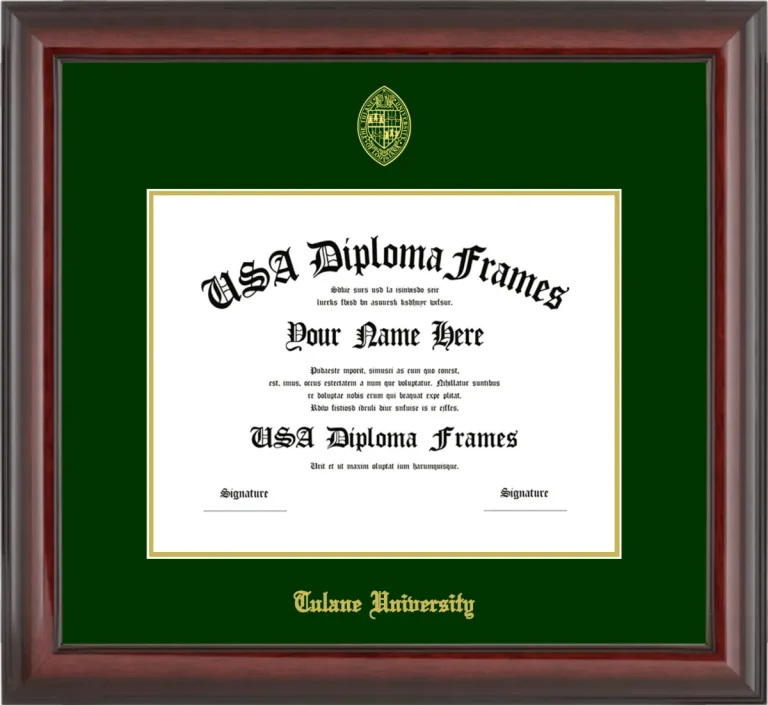 Tulane University Bachelors Frame – Cherry Glossy – Winter Green Mat