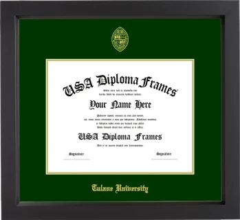 Tulane University Bachelors Frame – Black Matte – Winter Green/Gold Mat