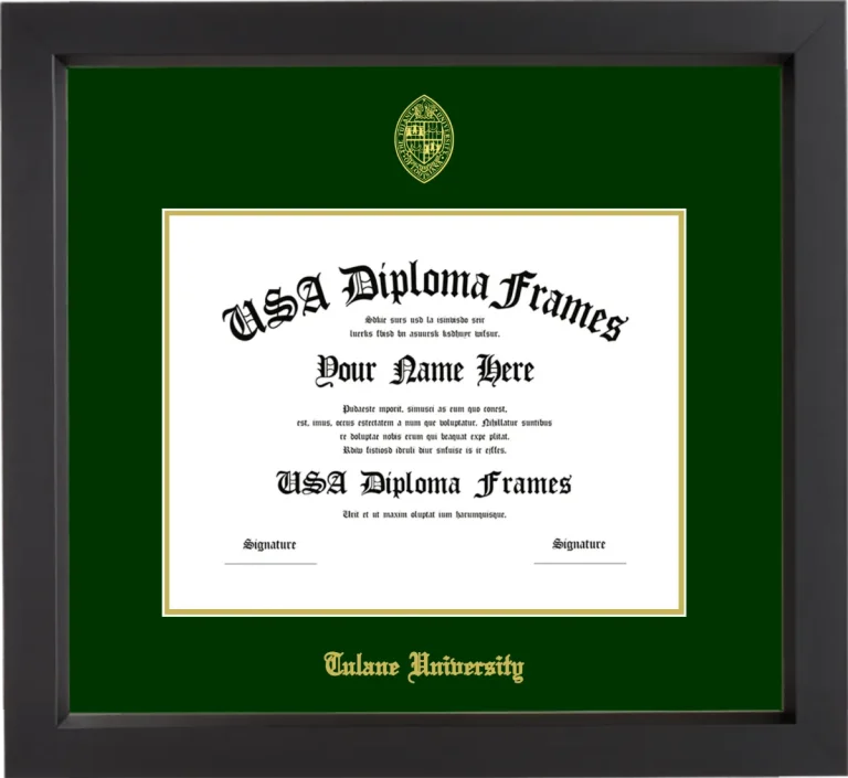 Tulane University Bachelors Frame – Black Matte – Winter Green/Gold Mat