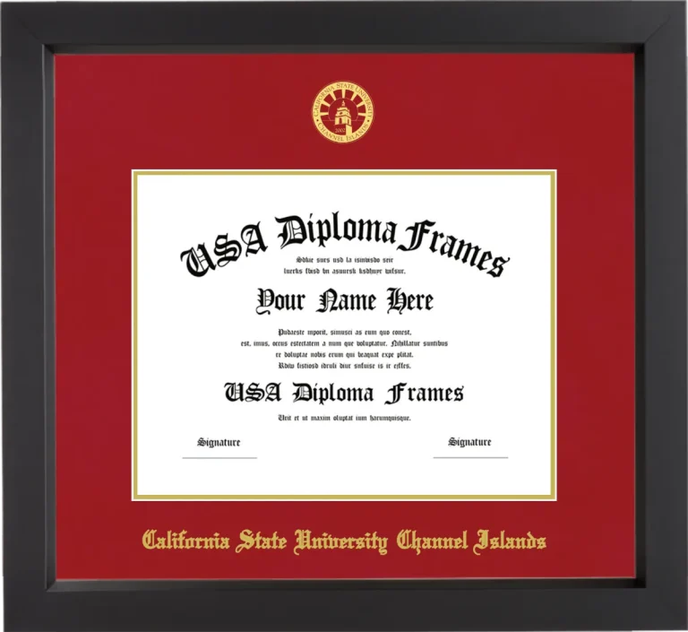 California State University Channel Islands Diploma Frame – Black Matte – Crimson/Gold Mat