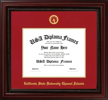 California State University Channel Islands Diploma Frame – Cherry Rope – Crimson/Gold Mat