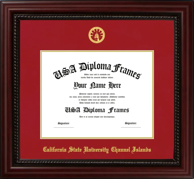 California State University Channel Islands Diploma Frame – Cherry Rope – Crimson/Gold Mat