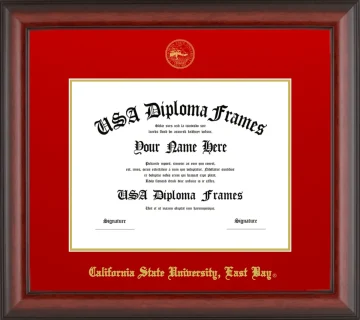 California State University, East Bay Diploma Frame – Cherry Matte – Red/Gold Mat