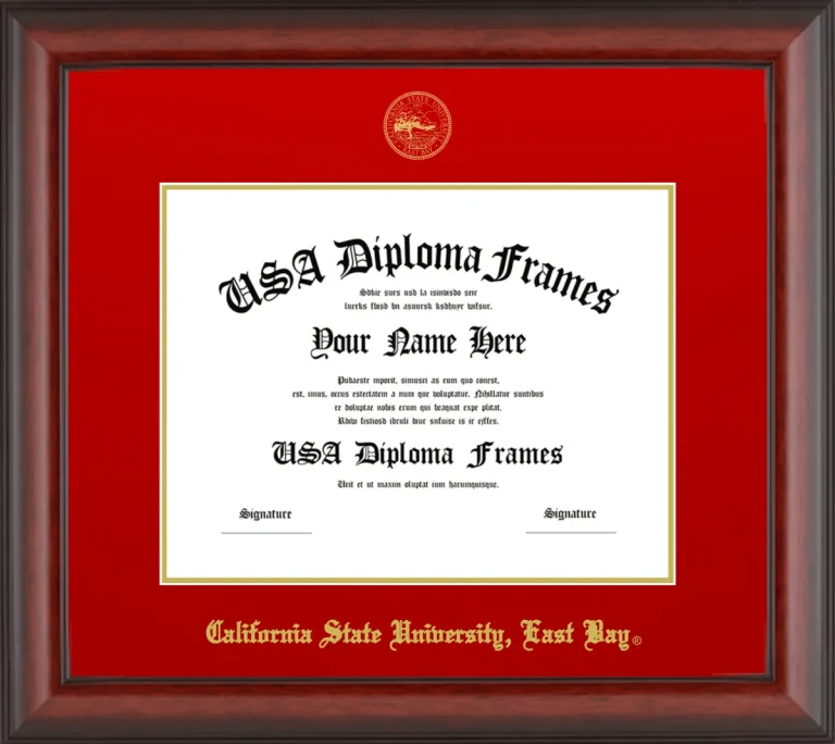 California State University, East Bay Diploma Frame – Cherry Matte – Red/Gold Mat