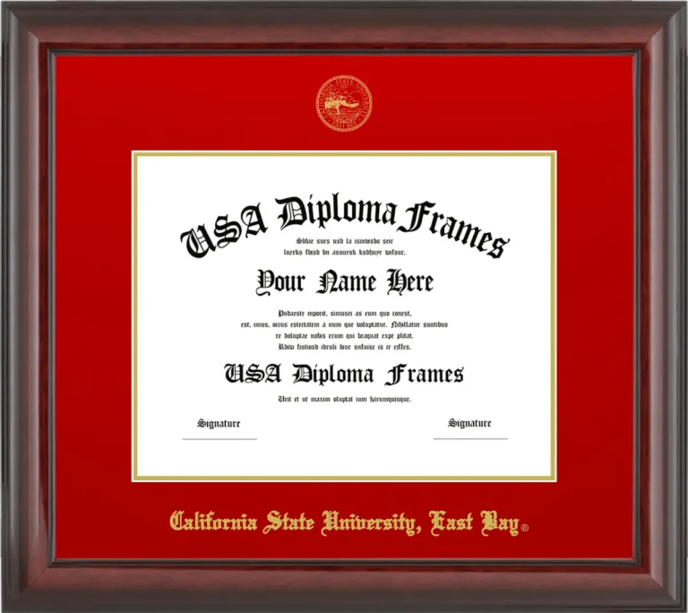 California State University, East Bay Diploma Frame – Cherry Glossy – Red/Gold Mat