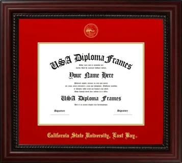 California State University, East Bay Diploma Frame – Cherry Rope – Red/Gold Mat
