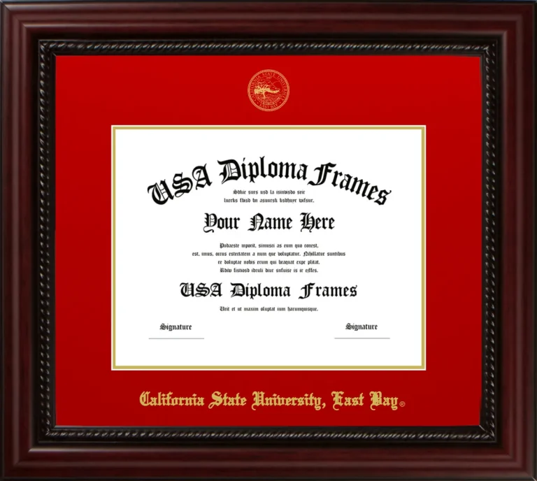 California State University, East Bay Diploma Frame – Cherry Rope – Red/Gold Mat