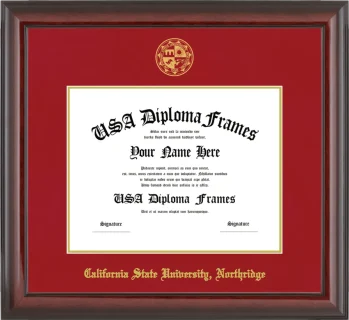 California State University, Northridge Diploma Frame – Cherry Glossy – Crimson/Gold Mat
