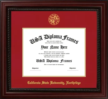 California State University, Northridge Diploma Frame – Cherry Rope – Crimson/Gold Mat
