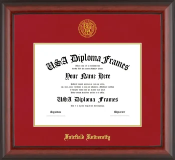 Fairfield University Diploma Frame – Cherry Matte – Crimson/Gold Mat
