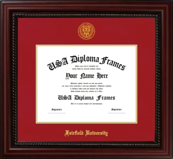 Fairfield University Diploma Frame – Cherry Rope – Crimson/Gold Mat