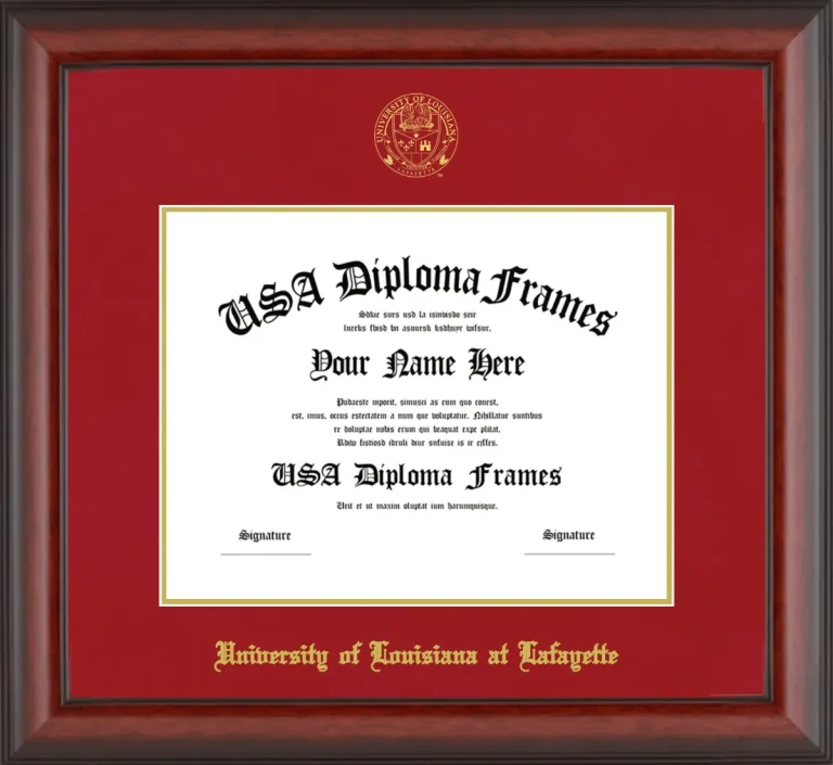 University of Louisiana at Lafayette Diploma Frame – Cherry Matte – Crimson/Gold Mat