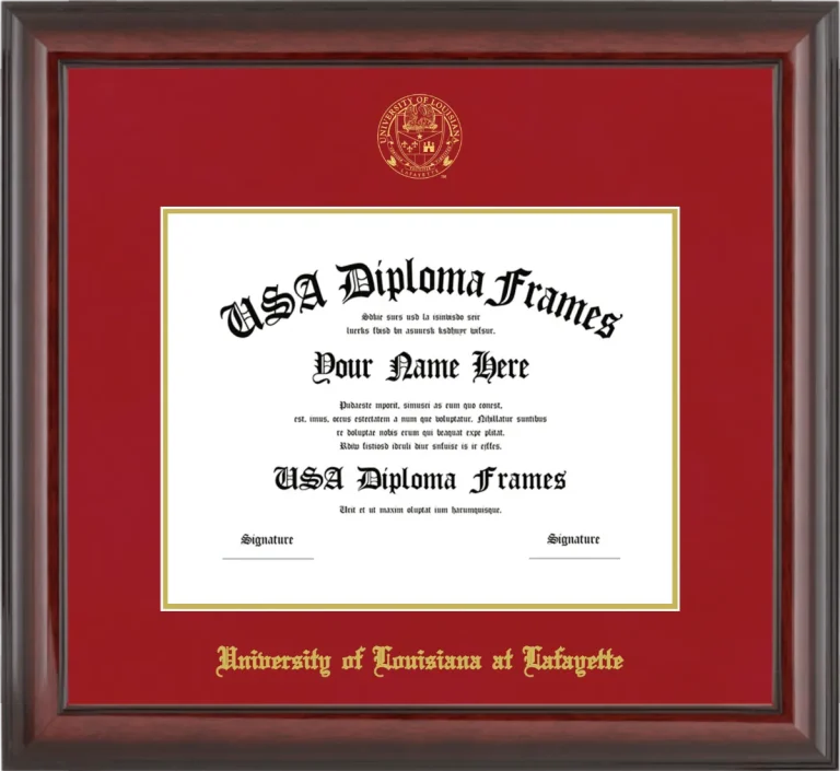 University of Louisiana at Lafayette Diploma Frame – Cherry Glossy – Crimson/Gold Mat