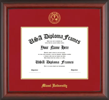 Miami University (OH) Diploma Frame – Cherry Matte – Crimson/Gold Mat