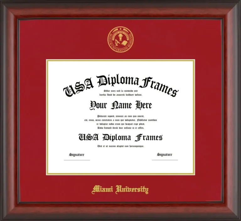 Miami University (OH) Diploma Frame – Cherry Matte – Crimson/Gold Mat