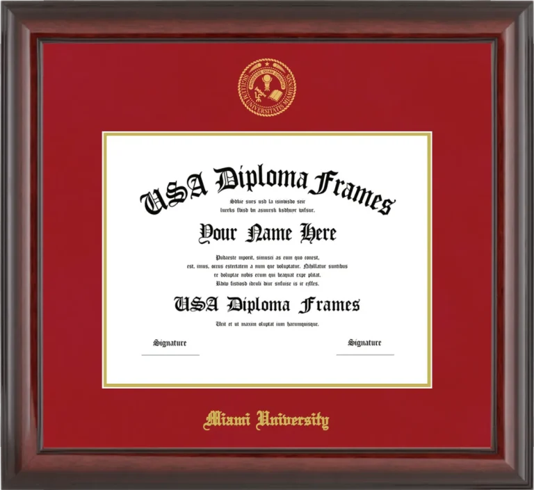 Miami University (OH) Diploma Frame – Cherry Glossy – Crimson/Gold Mat