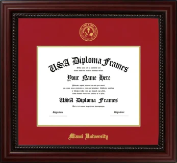 Miami University (OH) Diploma Frame – Cherry Rope – Crimson/Gold Mat