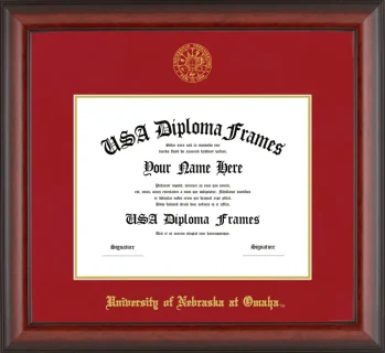 University of Nebraska at Omaha Diploma Frame – Cherry Matte – Crimson/Gold Mat