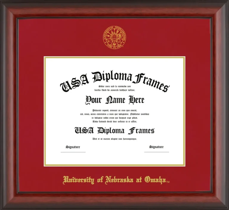 University of Nebraska at Omaha Diploma Frame – Cherry Matte – Crimson/Gold Mat